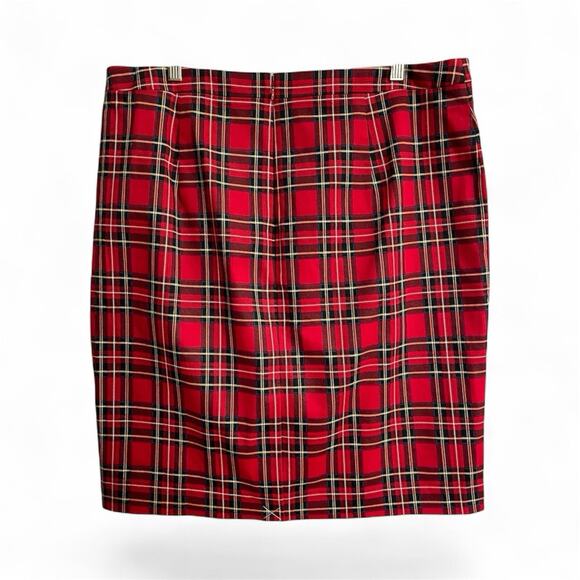 J Crew Pencil Skirt Size 16 Women Red Black Plaid NWT Christmas Holiday Lined - Picture 2 of 8